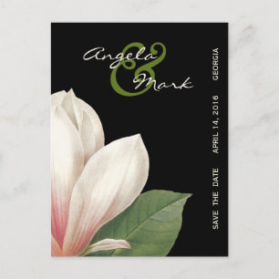 Südliche Magnolienblüten-Hochzeit Elegant Schwar Ankündigungspostkarte