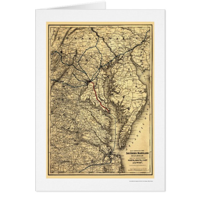 Südliche Maryland-Eisenbahn-Karte 1881 (Vorne)