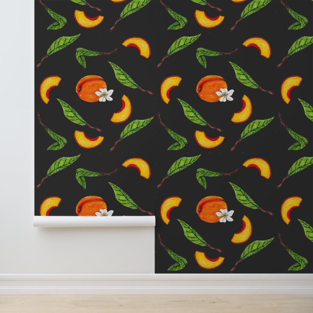 Südliche Pfirsiche und Blüten Tapete (Anwendung)