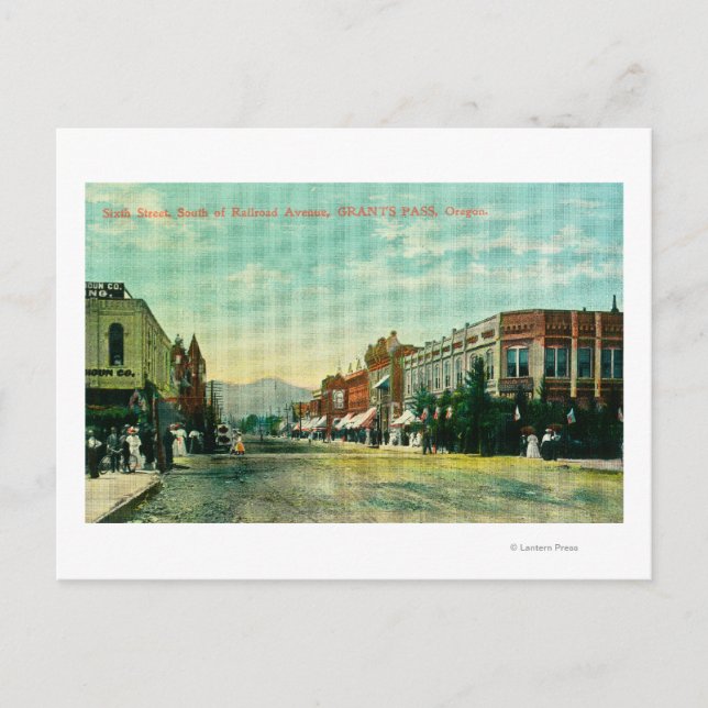 Südliche Sicht auf die 6. Straße von der Eisenbahn Postkarte (Vorderseite)