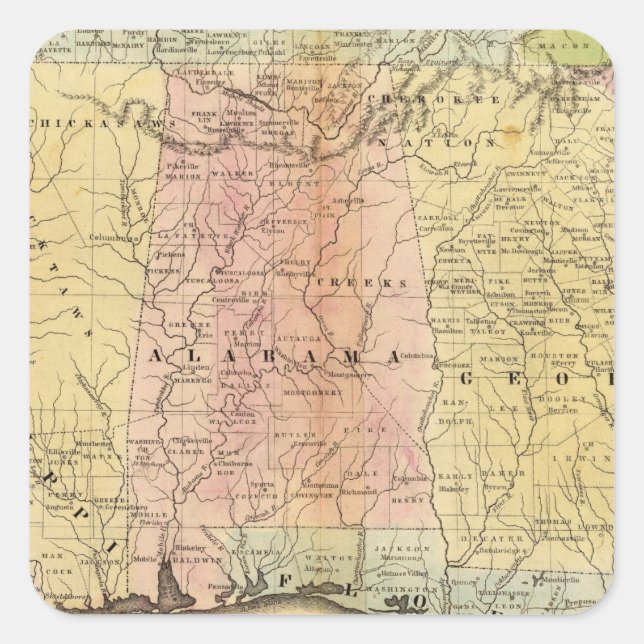 Südliche Staaten Quadratischer Aufkleber (Vorderseite)