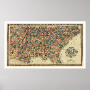 Südliche Staats-Eisenbahn-Karte 1864 Poster