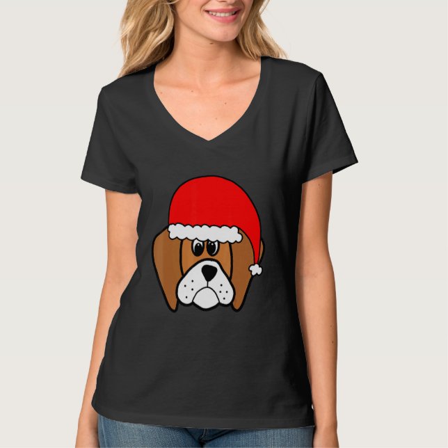Südliche T-Shirts Cooler Beagle Weihnachtsmannmütz (Vorderseite)
