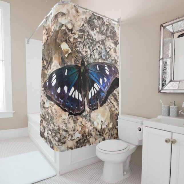 Südliche Weiße Admiral Blauer Schmetterlingsmalere Duschvorhang (Beispiel)