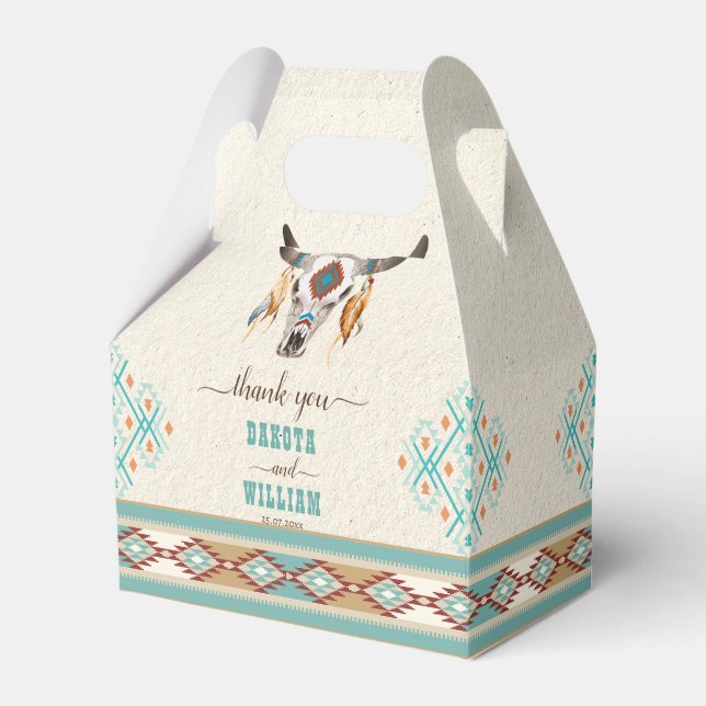 Südliche Western Boho Folklopfen Hochzeit Geschenkschachtel (Vorderseite)