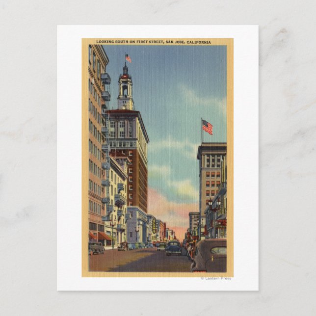 Südlicher Blick auf die erste Straße Postkarte (Vorderseite)