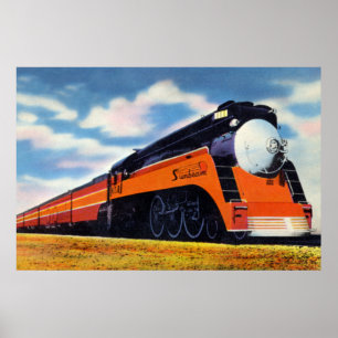 Südlicher pazifischer stromlinienförmiger Zug Poster