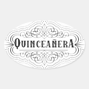 Südlicher Western Quinceñera Ovaler Aufkleber