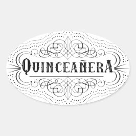 Südlicher Western Quinceñera Ovaler Aufkleber