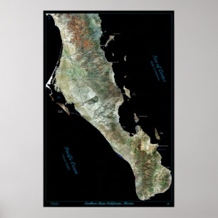Südliches Baja California, Mexiko Satellitenposter Poster