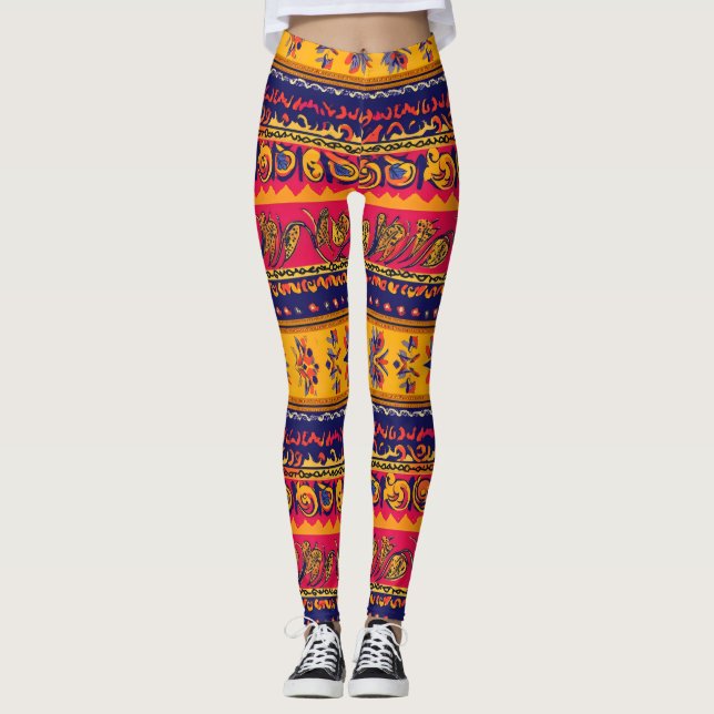 Südliches Folklore-Muster Leggings (Vorderseite)