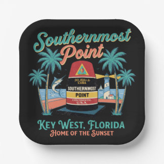 Südlichster Punkt Key West Retro-Tropisches Flair Pappteller
