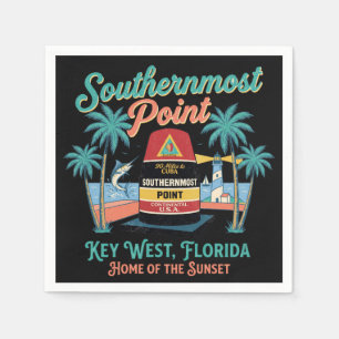 Südlichster Punkt Key West Retro-Tropisches Flair Serviette