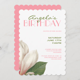 SüdMagnolien Geburtstag| Rosa grünes Weiß Einladung