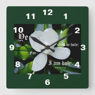 SüdMagnolien mit Leviticus 11:44 Quadratische Wanduhr