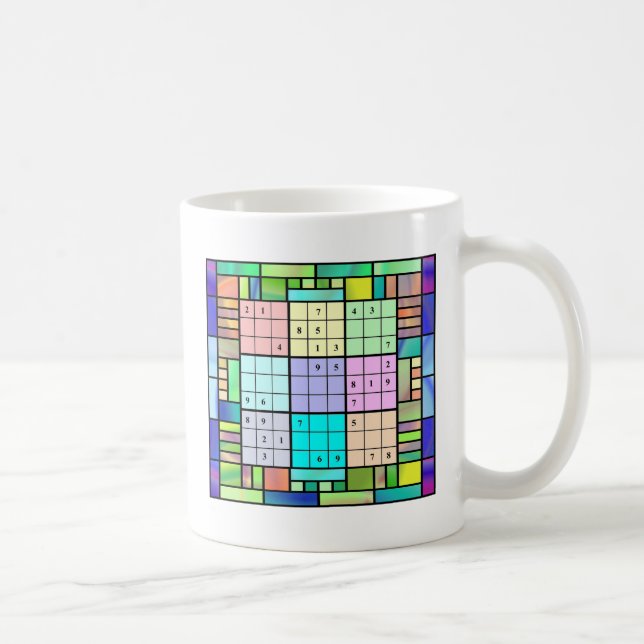 Sudoku Buntglas-Entwurf Kaffeetasse (Rechts)