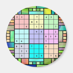 Sudoku Buntglas-Entwurf Magnet