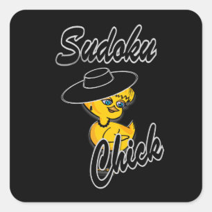 Sudoku Chick #4 Quadratischer Aufkleber