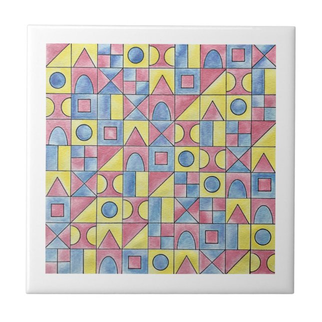 Sudoku Einhandgemalt Modernes Bauhaus Geometrisch Fliese (Vorderseite)