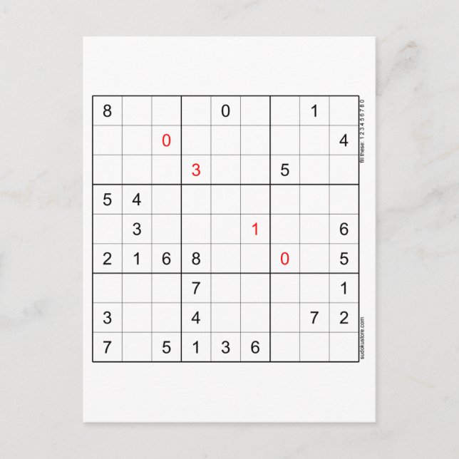 Sudoku Geburtstagskarte 03-10 Feiertagspostkarte (Vorderseite)