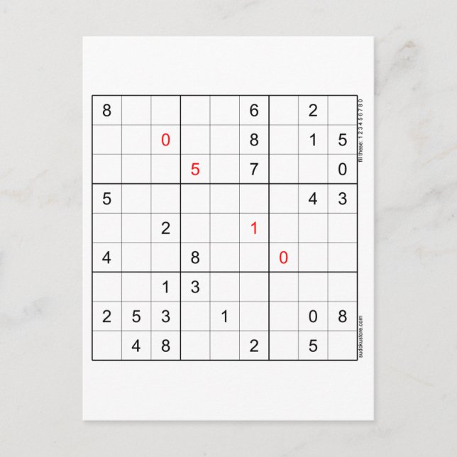 Sudoku Geburtstagskarte 05-10 Feiertagspostkarte (Vorderseite)