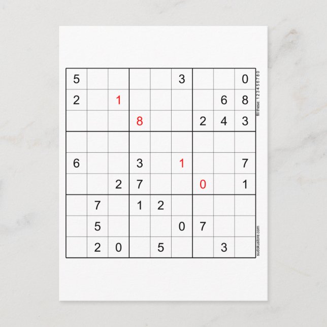 Sudoku Geburtstagskarte 18-10 Feiertagspostkarte (Vorderseite)