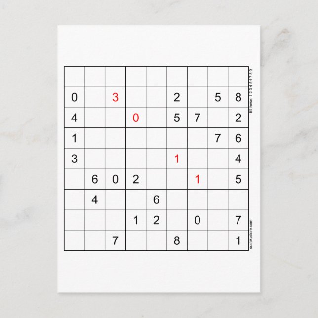 Sudoku Geburtstagskarte 30-11 Feiertagspostkarte (Vorderseite)
