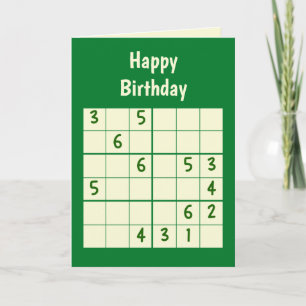 Sudoku Puzzle 6x6 Geburtstag Karte
