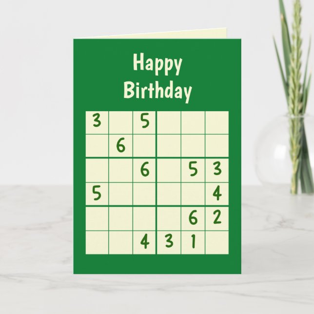 Sudoku Puzzle 6x6 Geburtstag Karte (Vorderseite)