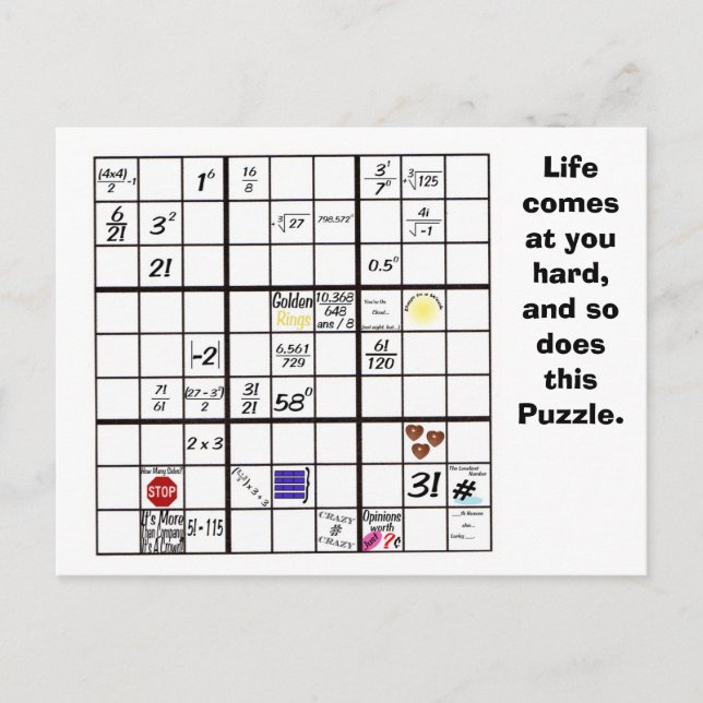 Sudoku Puzzle Cards Postkarte (Vorderseite)