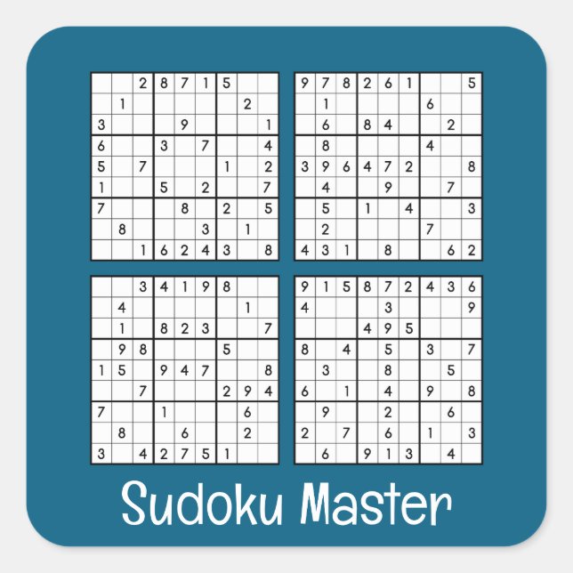 Sudoku Puzzles Design Quadratischer Aufkleber (Vorderseite)