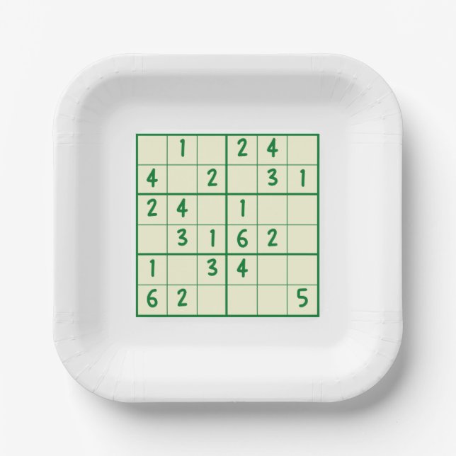 Sudoku Puzzles Pappteller (Vorderseite)