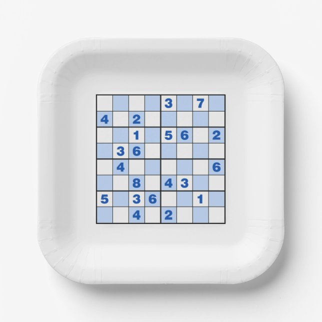 Sudoku Puzzles Pappteller (Vorderseite)