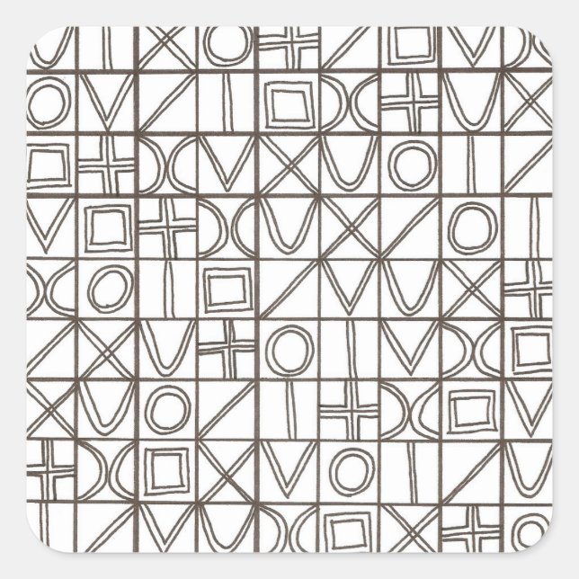 Sudoku Two-Black And White Abstract Art Quadratischer Aufkleber (Vorderseite)