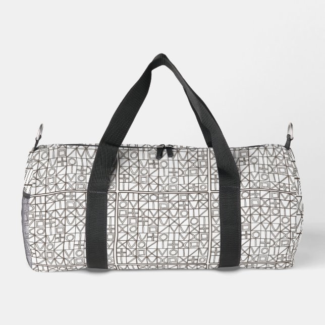 Sudoku Two-Black And White Abstract Geometric  Duffle Bag (Rückseite)