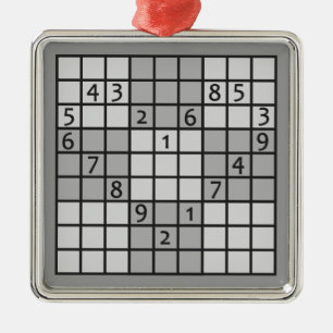 SUDOKU Verzierung Silbernes Ornament