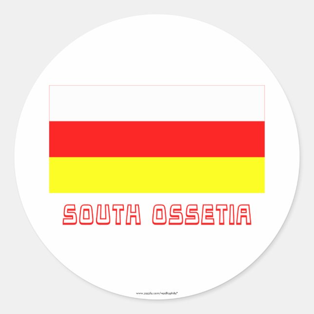 Südossetien-Flagge mit Namen Runder Aufkleber (Vorderseite)