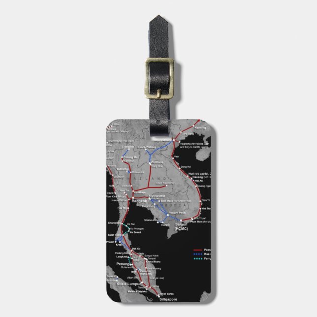 Südostasien-Zugkarten-Gepäckaufkleber Gepäckanhänger (Vorderseite vertikal)