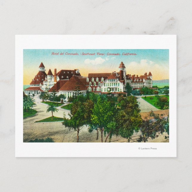 Südostblick des Hotels del Coronado Postkarte (Vorderseite)