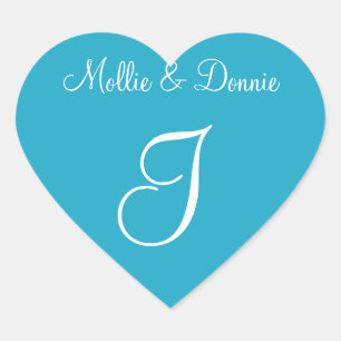 Südpazifik Blue Custom Letter Weddings Herz-Aufkleber