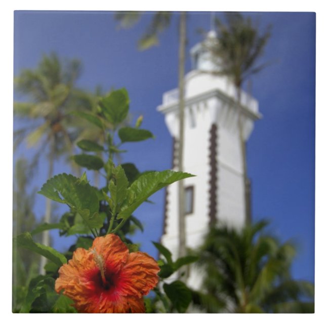Südpazifik, Französisch-Polynesien, Tahiti.Hibisku Fliese (Vorderseite)