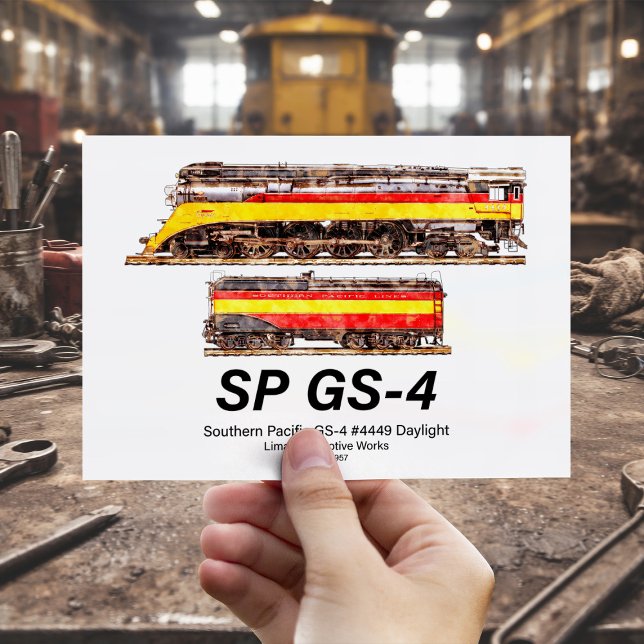 Südpazifik GS-4 Daylight-Dampflokomotive Postkarte (Southern Pacific GS-4 Daylight Steam Locomotive. Postcard)
