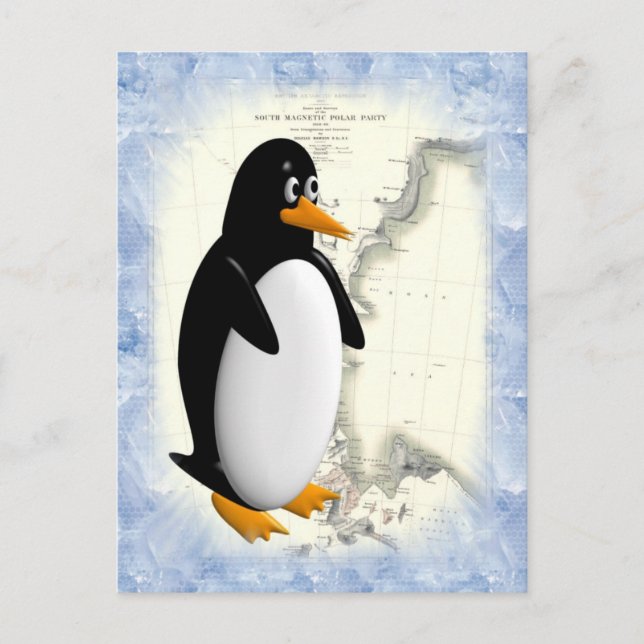 Südpol-Pinguin Postkarte (Vorderseite)