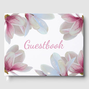 Südrosa Magnolienblüten Hochzeit Gästebuch