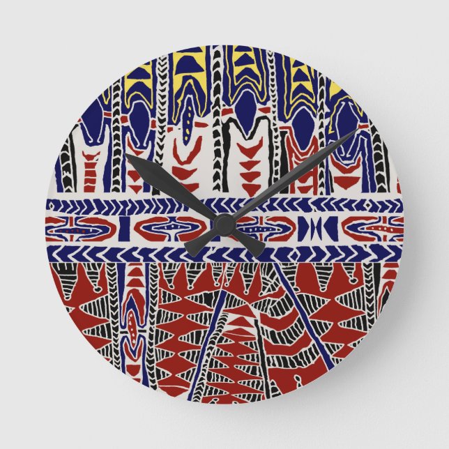 Südsee Samoa Batik Runde Wanduhr (Vorderseite)