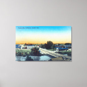 Südseitige Luftaufnahme von TownPorterville, CA Leinwanddruck