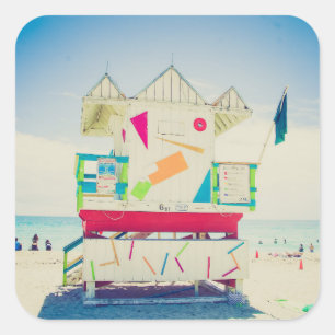 Südstrand des Leibwächter-Turm- , Miami Quadratischer Aufkleber