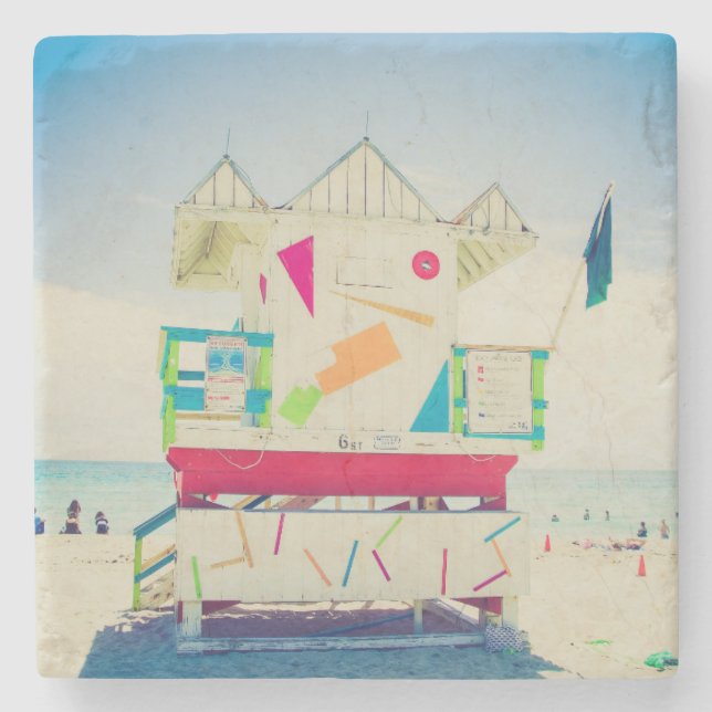 Südstrand des Leibwächter-Turm-|, Miami Steinuntersetzer (Vorderseite)