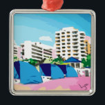 SÜDstrand, MIAMI, FLORIDA Silbernes Ornament<br><div class="desc">SÜDstrand,  digitale Malerei MIAMIS,  FLORIDA von Inge Lewis. Finden Sie mehr zusammenpassende Einzelteile am ingeinc.com-Speicher.</div>