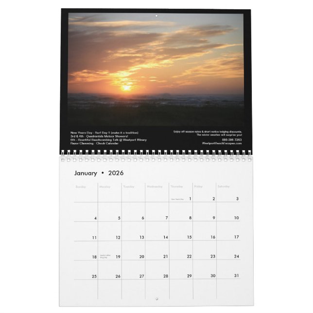 Südstrand-Sonnenuntergänge mit Kalender (Jan 2026)